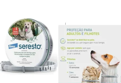 Coleira Anti-Carrapatos e Pulgas para Cães/gatos de até 8kg