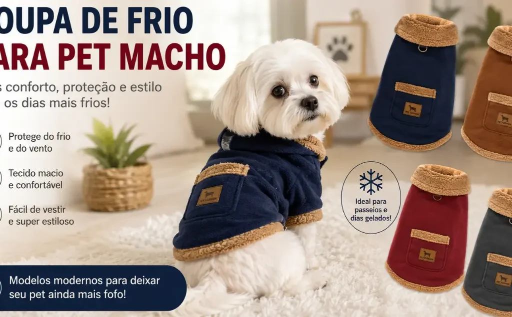 Roupa de Frio para Pet Macho 5 Roupas de Frio para Pets Machos